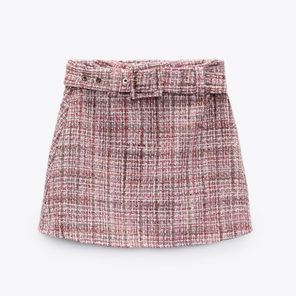 Zara belted textured mini skirt size xs